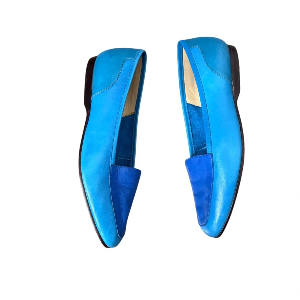Enzo Angiolini Blue Patent Leather Loafers - Picture 2 of 13